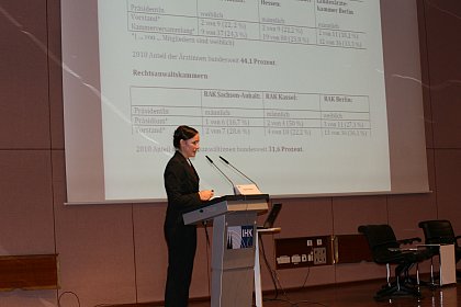 Vortrag von Dipl-Jur. Karolin Heyne aus Halle zur Frderung der
Gleichstellung von Frauen in Kammerorganen.